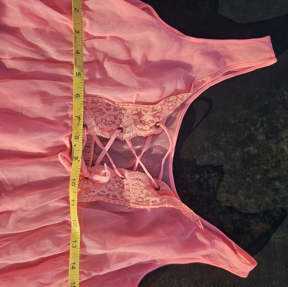 Pink 1960 lace corset loose baby doll nightie lingerie vintage large - Picture 4 of 5